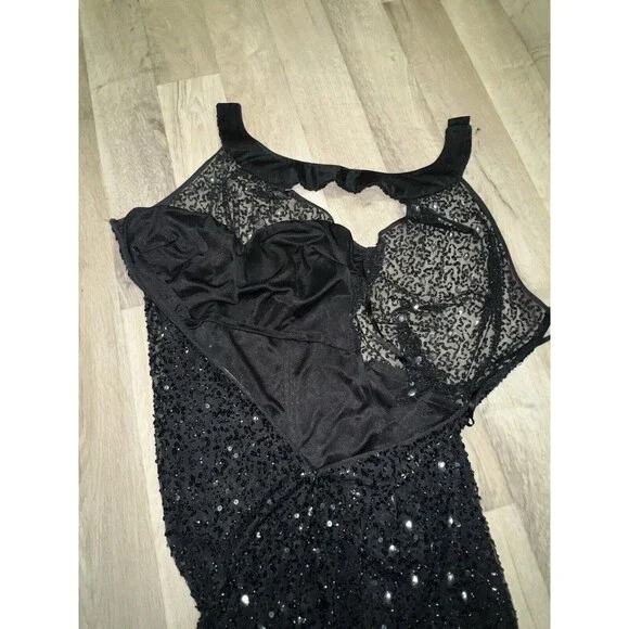 Mori Lee Glam Vintage Mini Halter Sequin Dress Beaded Silver Size 6 - Picture 7 of 9